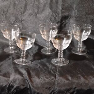 1800's Antique Mini Glass Goblet Set Of 5